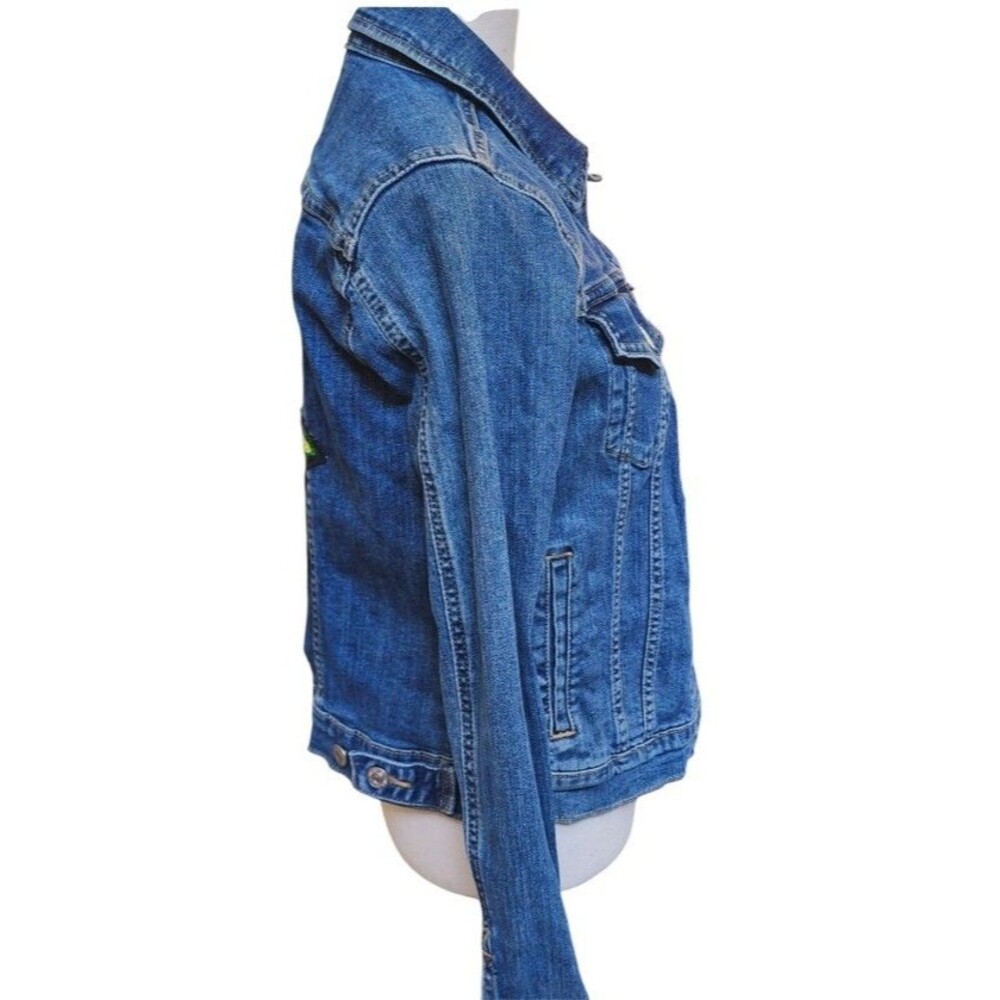 Levis Jean Jacket Sequin Hamsa Size Small Boho Hand Of Fatima - Picture 3 of 9